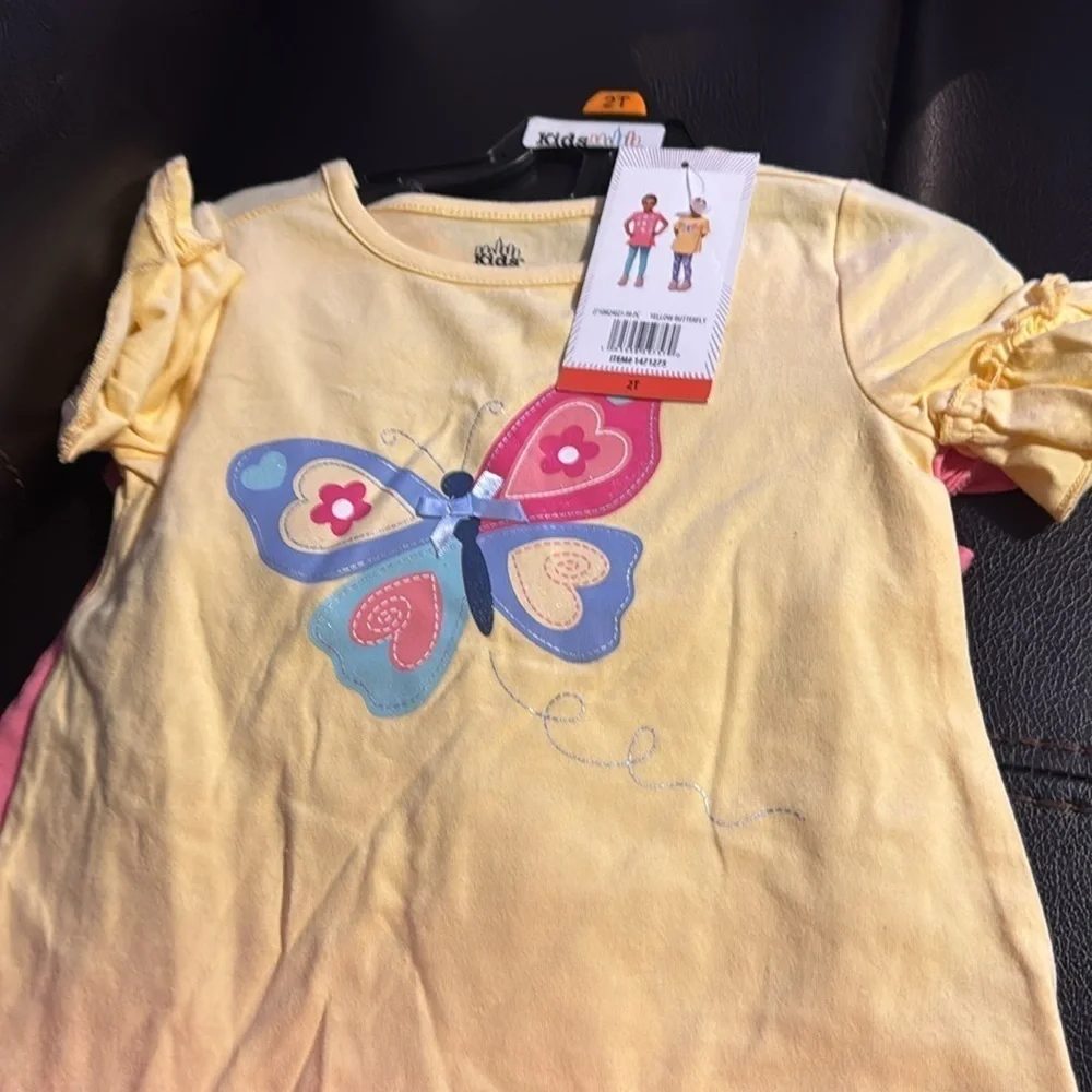 Kid's Headquarters Kids' 4-piece Set, Butterfly Flowers 2 Shirts 2 Leggings 2T